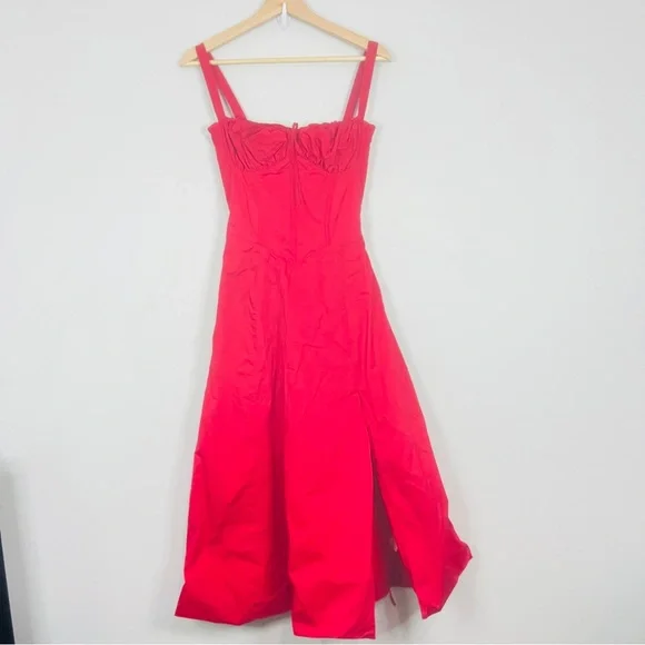 House of CB Carmen red Rose Bustier Vibrant Red Midi Dress size small plus cup - Picture 2 of 14